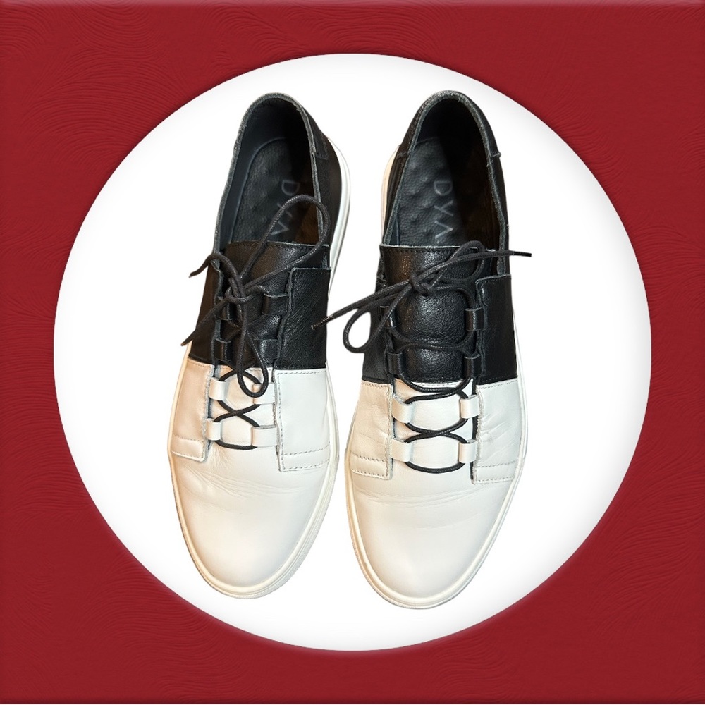 DYAN  Women’s Handmade Italian B&W Leather Lace Up Gorgeousness